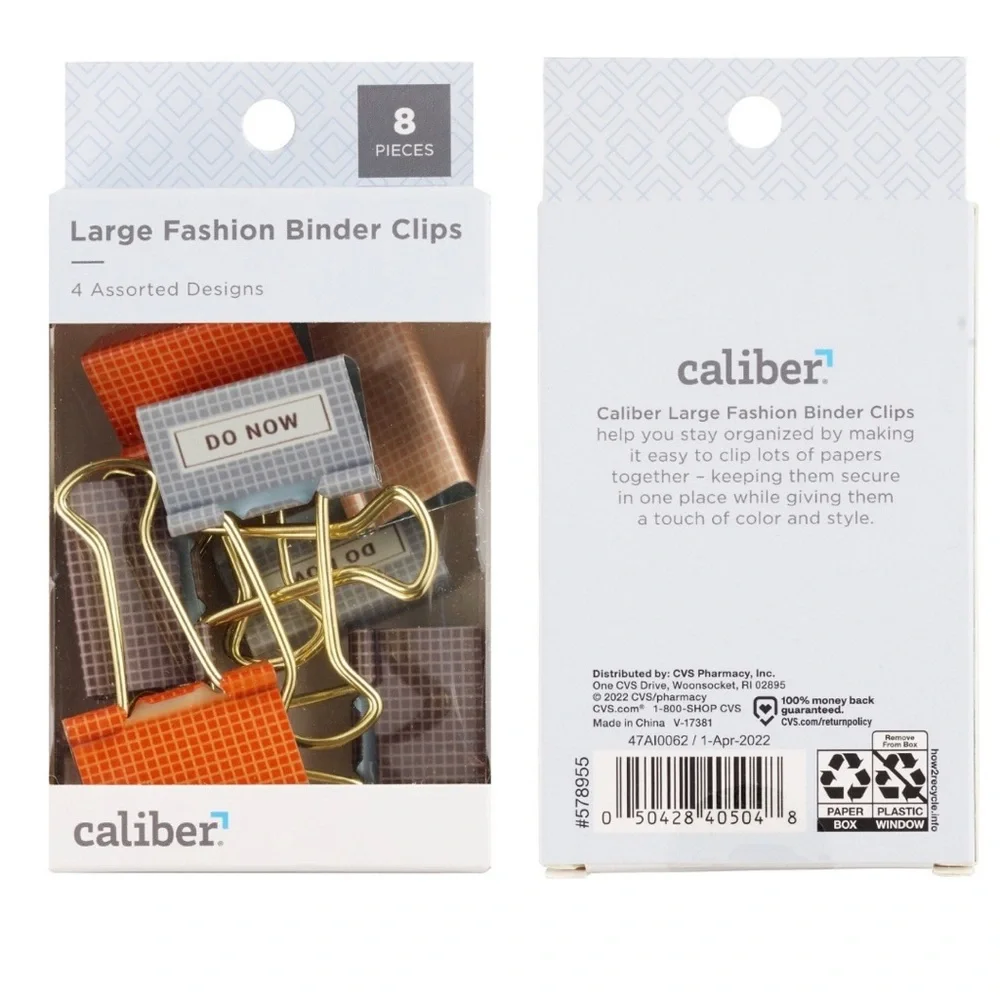 🏷️ set of 8 assorted gold decorative binder clips do now, do later, to file
